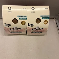 2- LEGGS Silken Mist Control Top Sheer Tights Nude