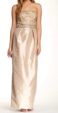 Sue Wong Beaded  Dress And Most Lexirious Fabrics Size 8,Color Beige