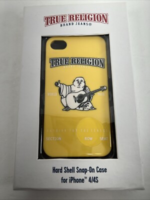True Religion Brand Jeans Hard Shell Snap-On iPhone 4/4s Case Buddha Guitar New