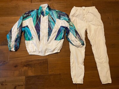 Vintage Head Nylon White Full Sweat Tracksuit -Women's Jacket