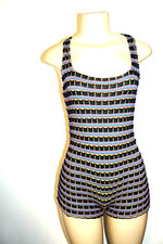 NWT ZARA BLUE MULTI JACQUARD JUMPSUIT STRAIGHT NECKLINE SHORT ROMPER SIZE SMALL