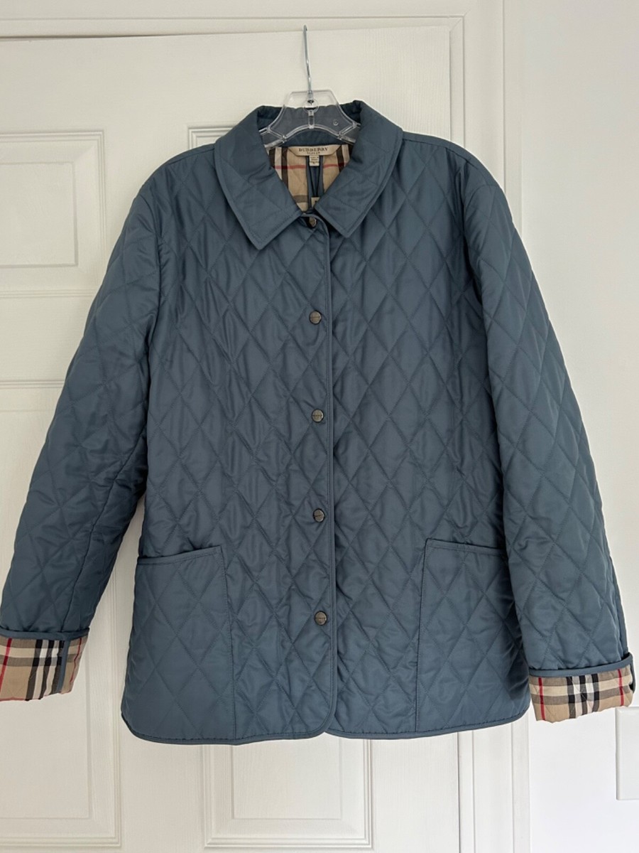 Authenic Women's Burberry Quilted Jacket Blue Size Large | eBay