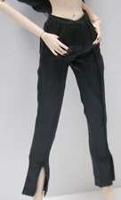 FASHION ROYALTY / EXQUISITE BLACK SATIN PANTS WITH SLIT LEG DETAIL / MINT