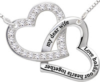 Alov Jewelry Sterling Silver my Dear Wife Love Holds Our Hearts Together Doubl Alov Jewelry Sterling Silver my Dear Wife Love Holds Our Hearts Together Doubl
