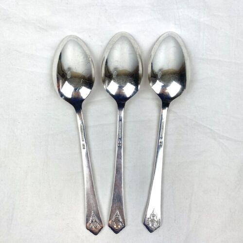 1847 Rogers Bros 1930s "Her Majesty" Silverplate Set of 3 Soup Tablespoon Spoons - Picture 4 of 7