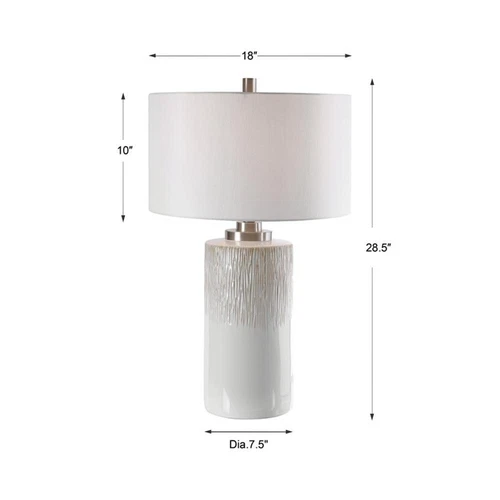 Uttermost Georgios Iron Ceramic and Linen Cylinder Table Lamp in Aged White - Picture 11 of 11
