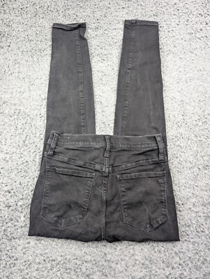 Madewell Jeans Womens 26 Black High Rise Skinny Distressed Normcore Casual Mom