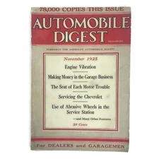 Vintage November 1925 Automobile Digest Magazine Cars Chevrolet Repair Engine