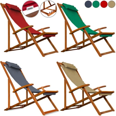 Sonnenliege Holz Wetterfest 160kg Belastbarkeit Armlehnen Kissen Garten CASARIA®