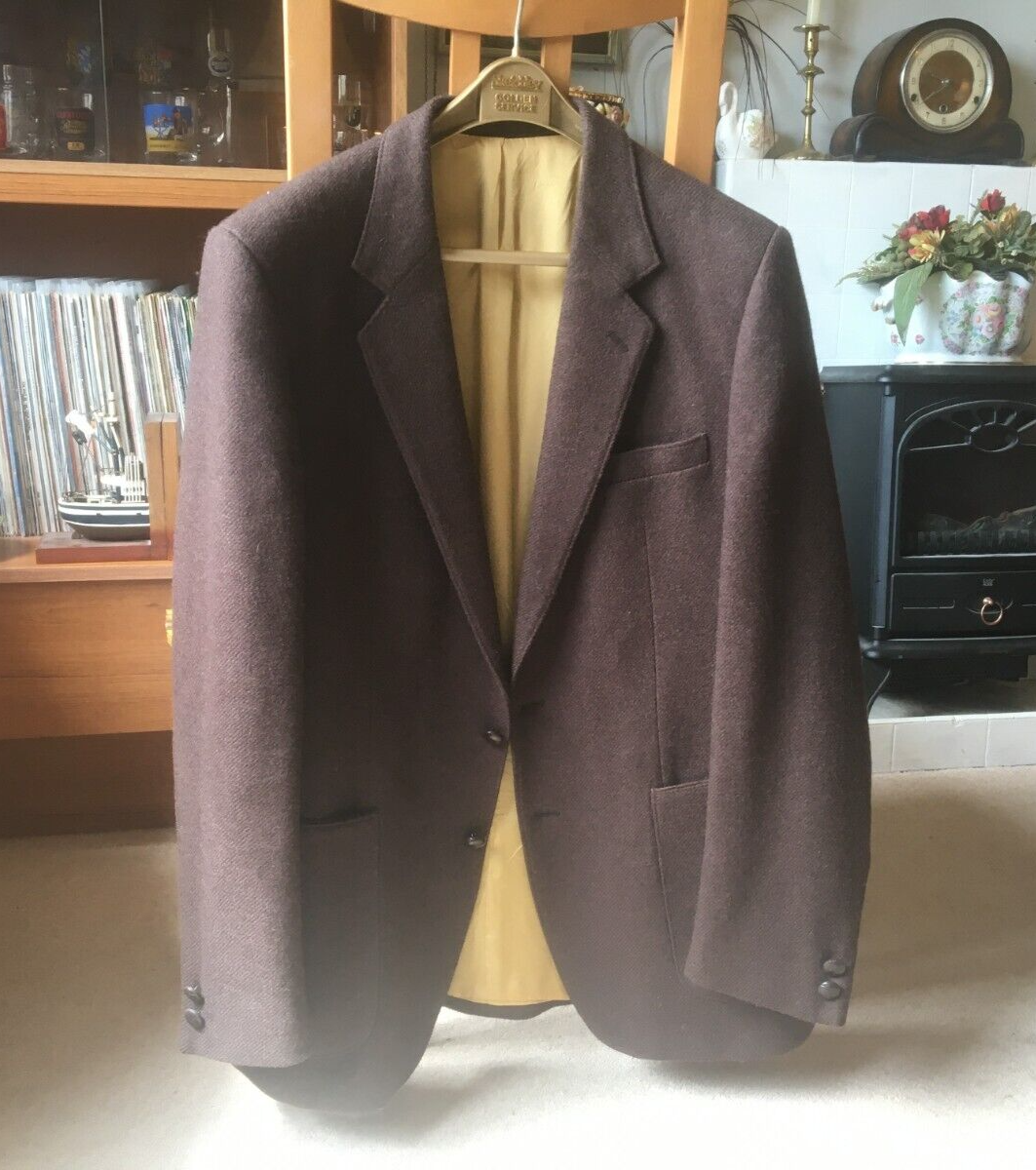 VARTEKS INT. GIACCA A 2 BOTTONI DA UOMO MARRONE PURA LANA SINGOLA FILA S.40 M.I.JUGOSLAVIA