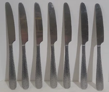 GIBSON Hammered Dinner Knives Stainless Flatware Set Of 7