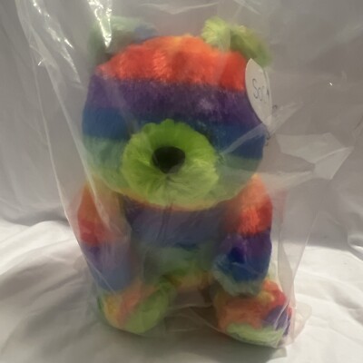 Rainbow Aloha Teddy Bear Plush Stuffed Animal SoCo Hawaii 12 