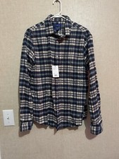 Apt. 9 Men  s Standard Fit Untucked Stretch Fit Button Down Shirt Size L Plaid