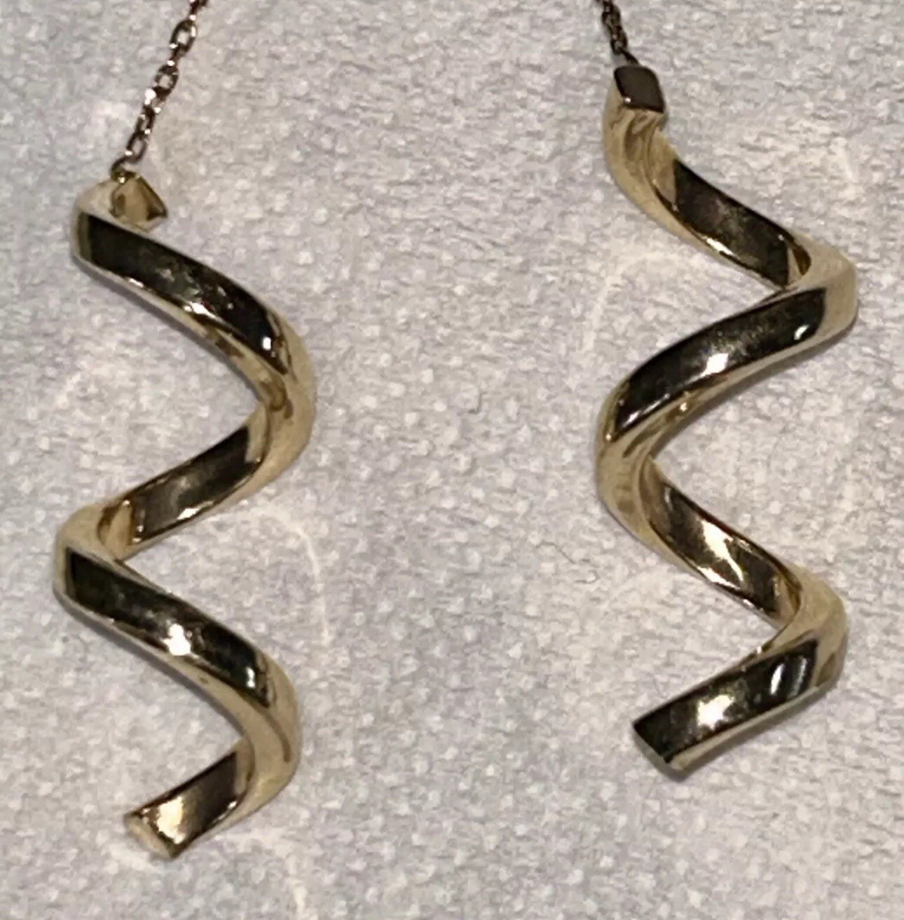 Vintage 14K Solid Gold Designer Threader Drop Dangle Earrings Estate Jewelry