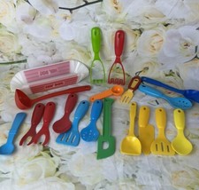 Pretend Play Utensils Spatula Plastic Wood Butcher Knife Mixed Lot Hotdog Holder