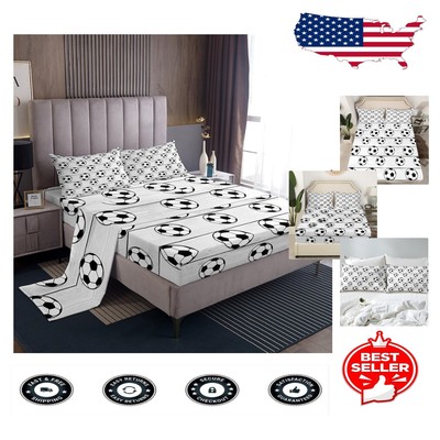 Trendy King Size Kids Bedding Set with Soccer Theme   4-Piece Plush Comfort