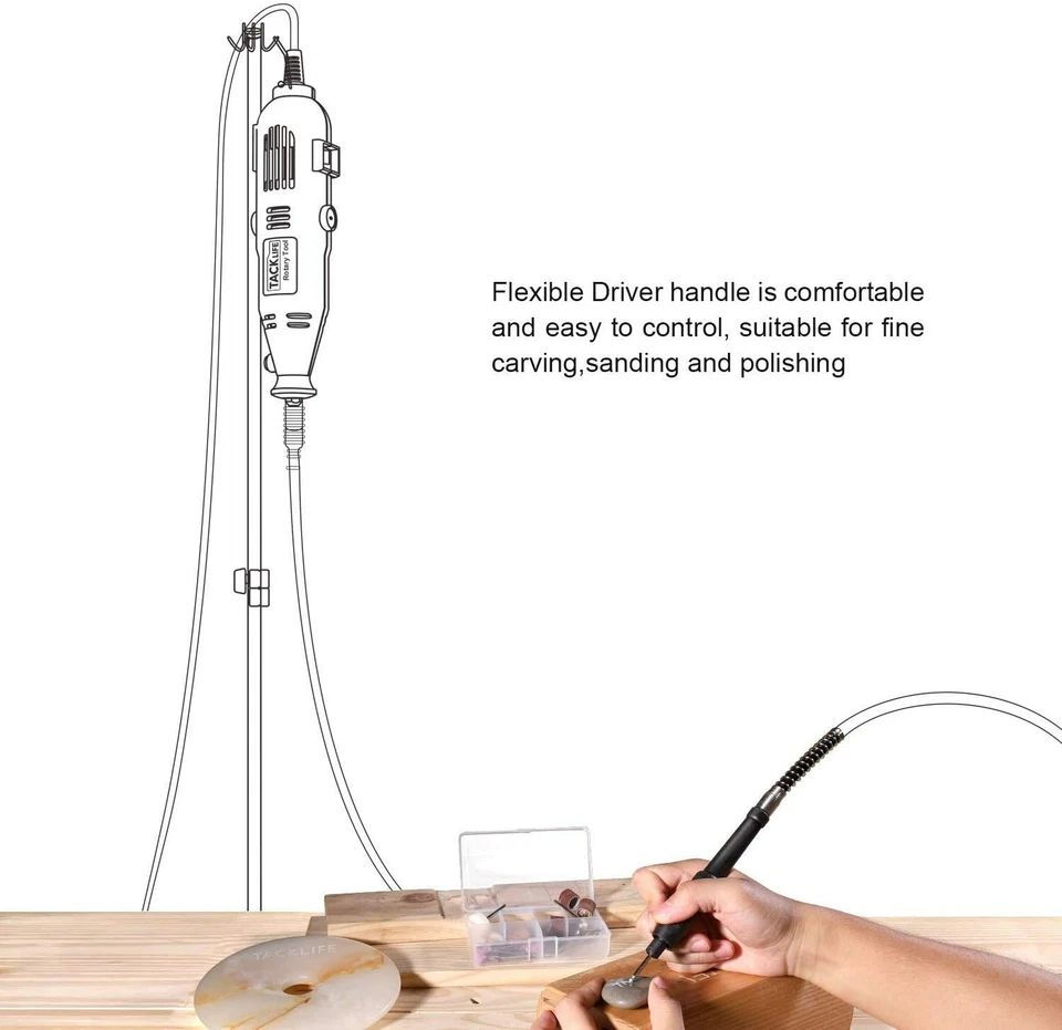 TACKLIFE Rotary Tool with Flex Shaft and 60 Accessories 135W Power Variable Spee - Image 4 of 4