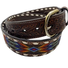 Nocona Belt Co. Men’s Leather Laced Embossed Multi Color N210002697 Size 38
