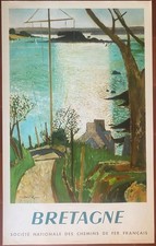 Tourisme BRETAGNE Bahn SNCF Chemins de Fer RENE GENIS 62x100cm 1957