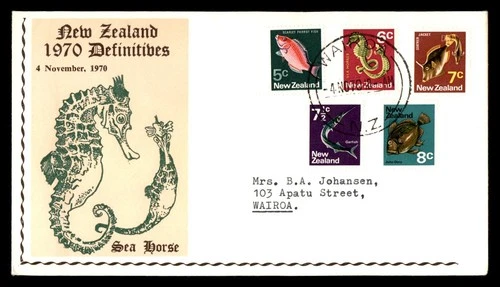 Mayfairstamps New Zealand 1970 sea horse and sea creatures Cover aaw_60043
