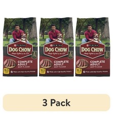 (3 pack) Dog Chow Complete Adult Dry Dog Food, High Protein Real Beef, 18.5 lb 1.12 per pound