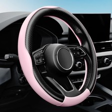 Soft Premium Leather Steering Wheel Cover Breathable Non-Slip Grip Universal 15