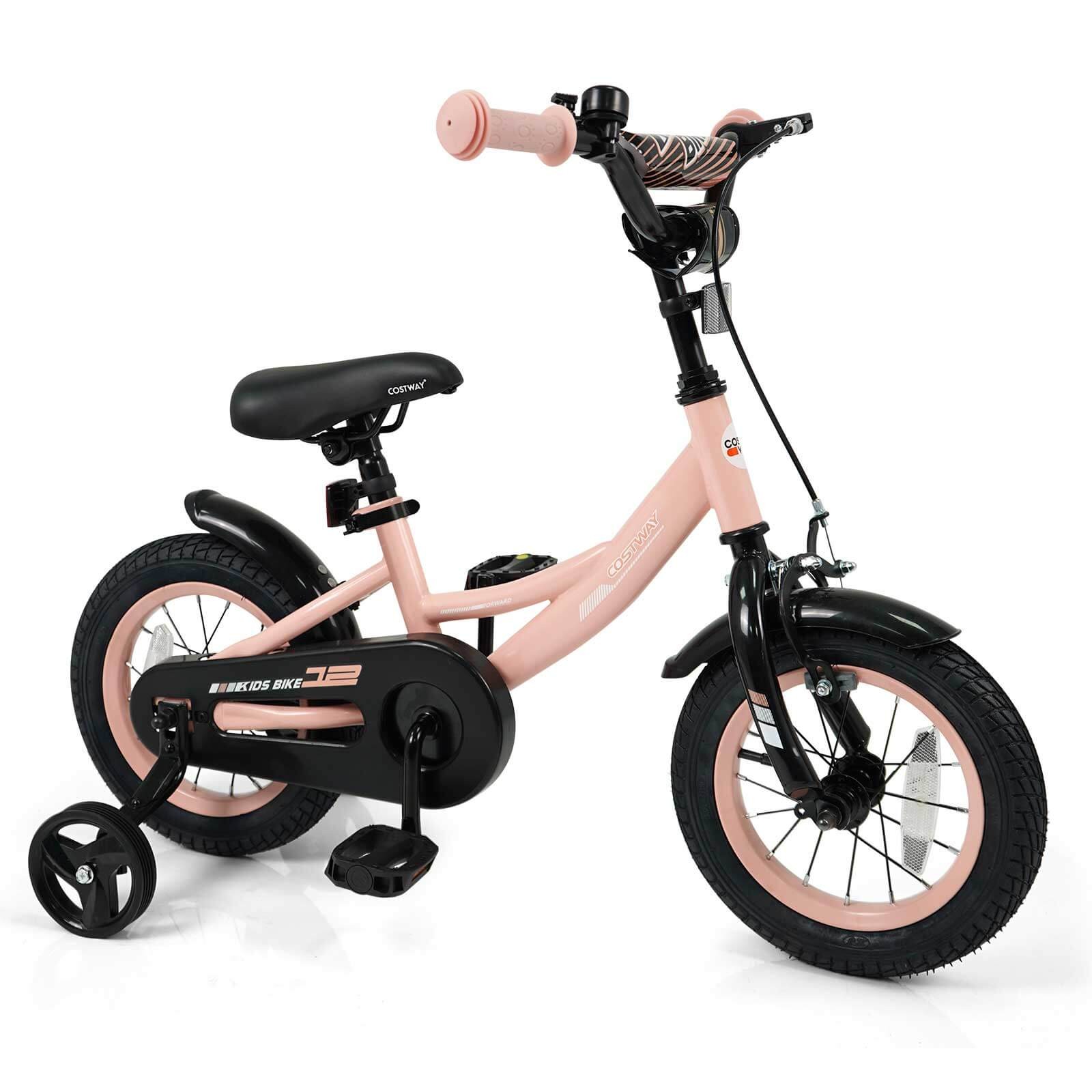 12 Inch Kids Bike w/Training Wheels Dual Brakes Adjustable Seat Handlebar Height
