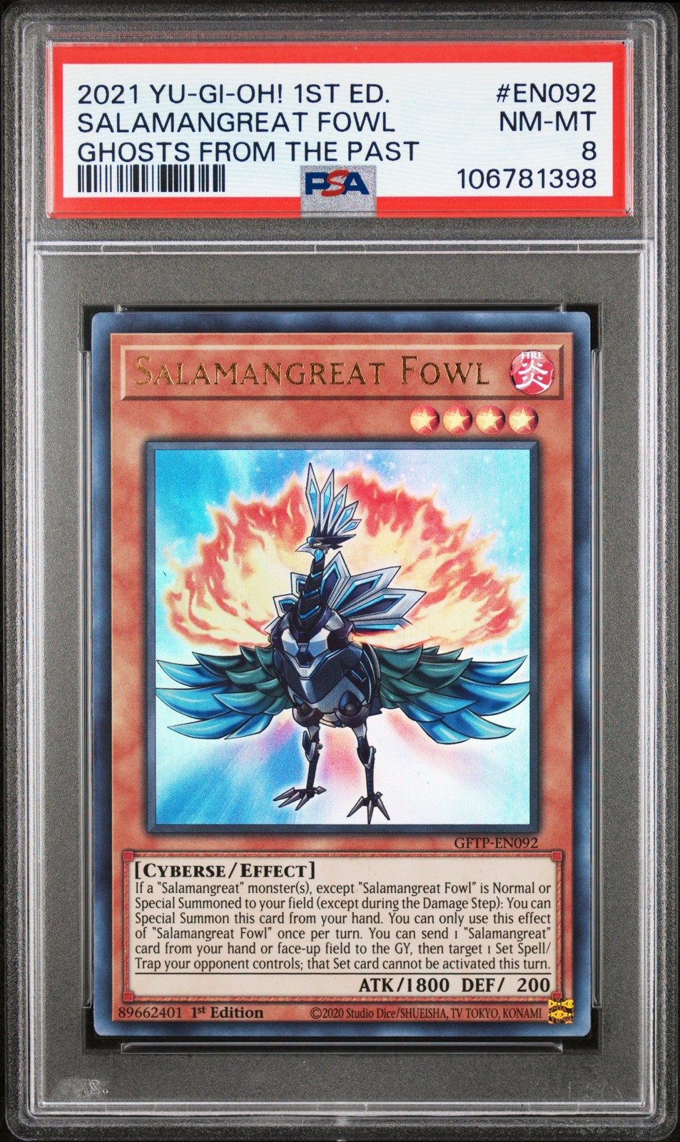 2021 YU-GI-OH! GHOSTS FROM THE PAST 1ST EDITION #EN092 SALAMANGREAT FOWL PSA 8