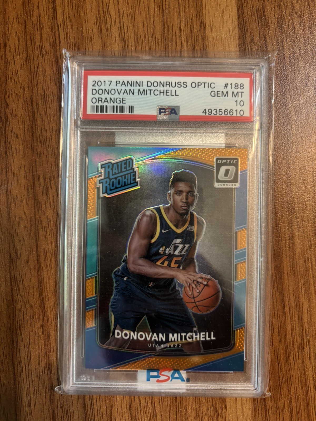 2017-18 Donruss Optic Rated Rookie Donovan Mitchell #188 Orange /199 PSA 10