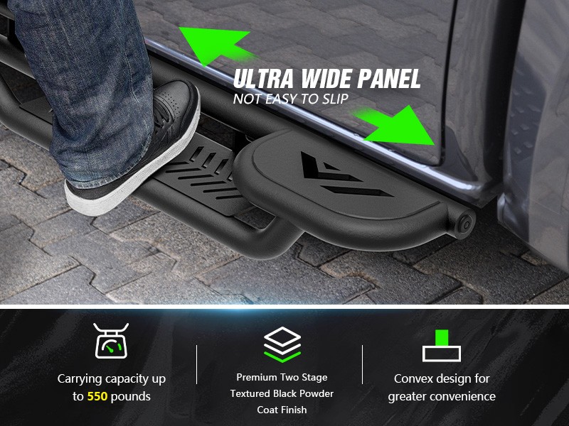 For 2002-2008 Ram 1500 Double/ExtendedCab 3- Raised Steps Side Running Boards 