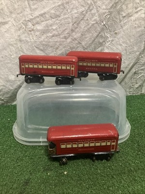 MARX RED MAROON PULLMAN BUGOTA 1930s PASSENGER CARS OBSERVATION MONTCLAIR Train