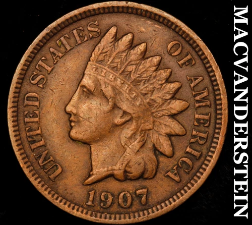 1907 Indian Head Cent - Scarce  Extra Fine  Better Date  No Reserve  #i1706