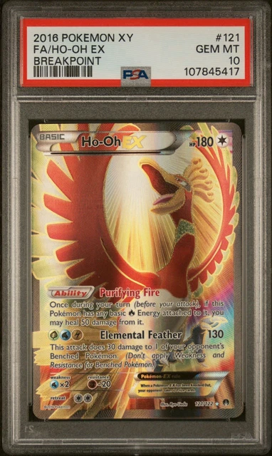2016 POKEMON XY BREAKPOINT #121 FULL ART HO-OH EX PSA 10 FA GEM MINT
