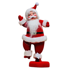 Christmas Vintage Retro Style 15in Flocked Dancing Santa Claus on Base
