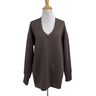 Spanx Top Womens S Small Mocha AirEssentials Brushed V Neck Tunic Drop Shoulder
