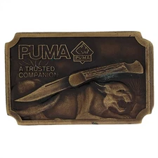 New Puma Stag Handle Pocket Knife Gutmann Knives 1970s Vintage Belt Buckle