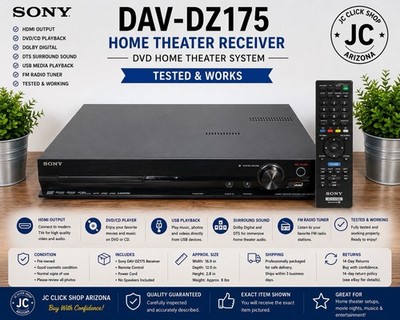 Sony DAV-DZ175 HDMI DVD Home Theater Receiver w/ Remote FM USB Tested Works