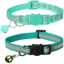 2 Pack Reflective Cat Collar Breakaway with Bell,Personalized Kitten Collars,...