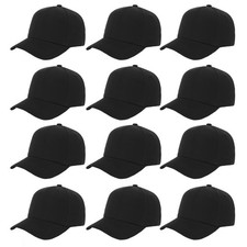 Plain Adjustable Baseball Cap Lot of 12 Unisex Blank Design Caps