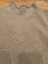 Vtg 90s J CREW Chunky Wool Blend Sweater Roll Neck Sweater L Tan