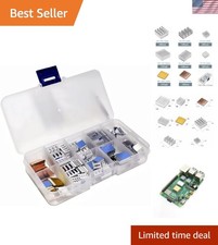 100 PCS Heatsink Kit - 8 Sizes with Conductive Adhesive for Raspberry Pi Cooling