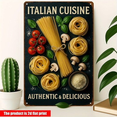 Italian Cuisine Pasta Metal Tin Sign Kitchen/Italian Restaurant Wall Decoration