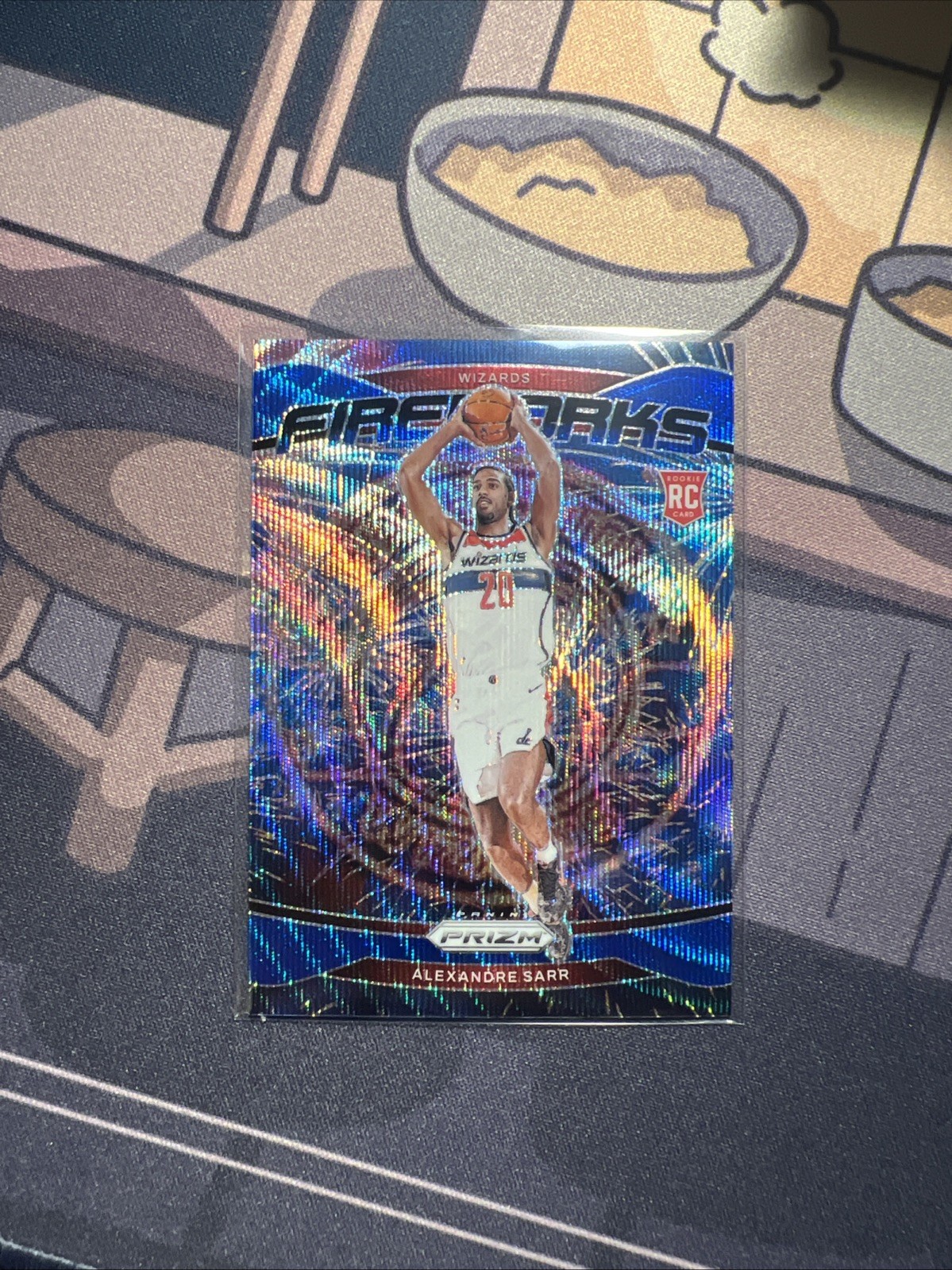 2024-25 Prizm Alexandre Sarr Fireworks RC Blue Wave #142/175 Wizards
