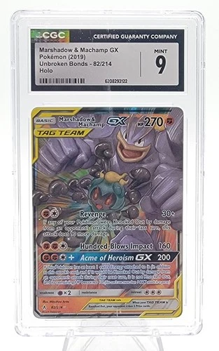 MARSHADOW & MACHAMP GX POKEMON UNBROKEN BONDS 82/214 RARE HOLO GX CGC 9 Q8058