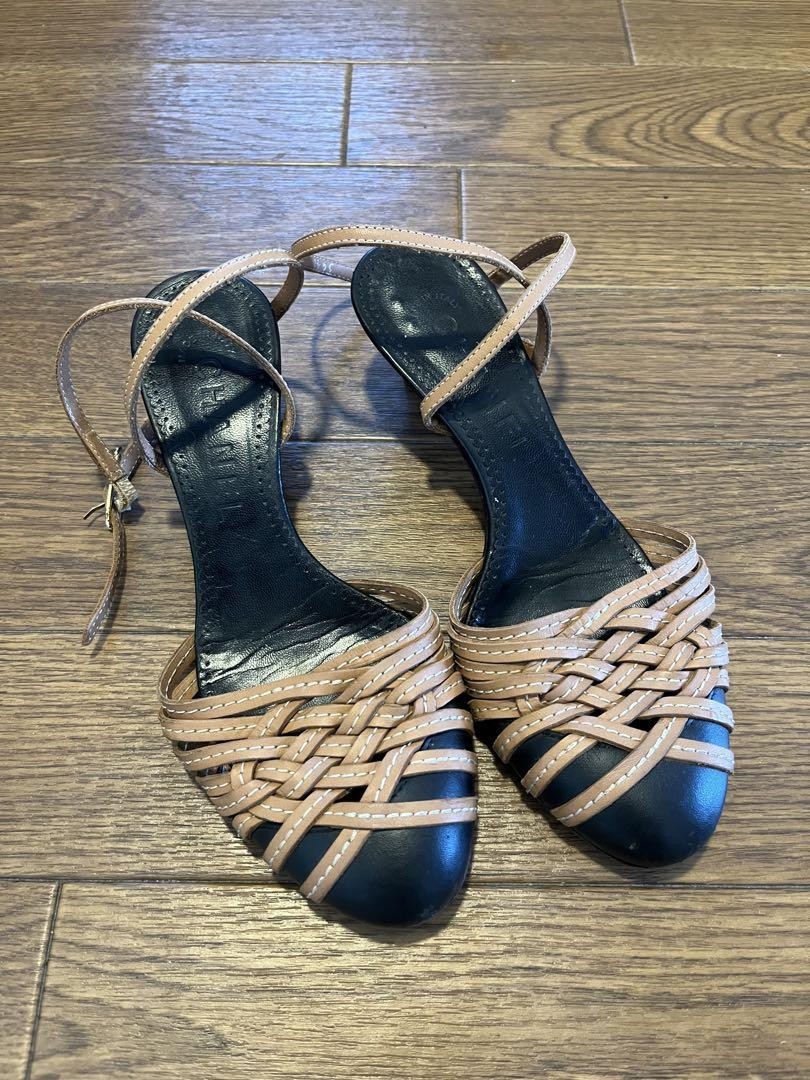 Chanel Bicolor Ankle Strap Mule Heels Sandals Size 34.5 US Women