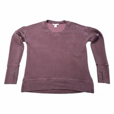 Women's Athleta XS Coaster Luxe Waffle Sweatshirt Purple Plum Thumbholes