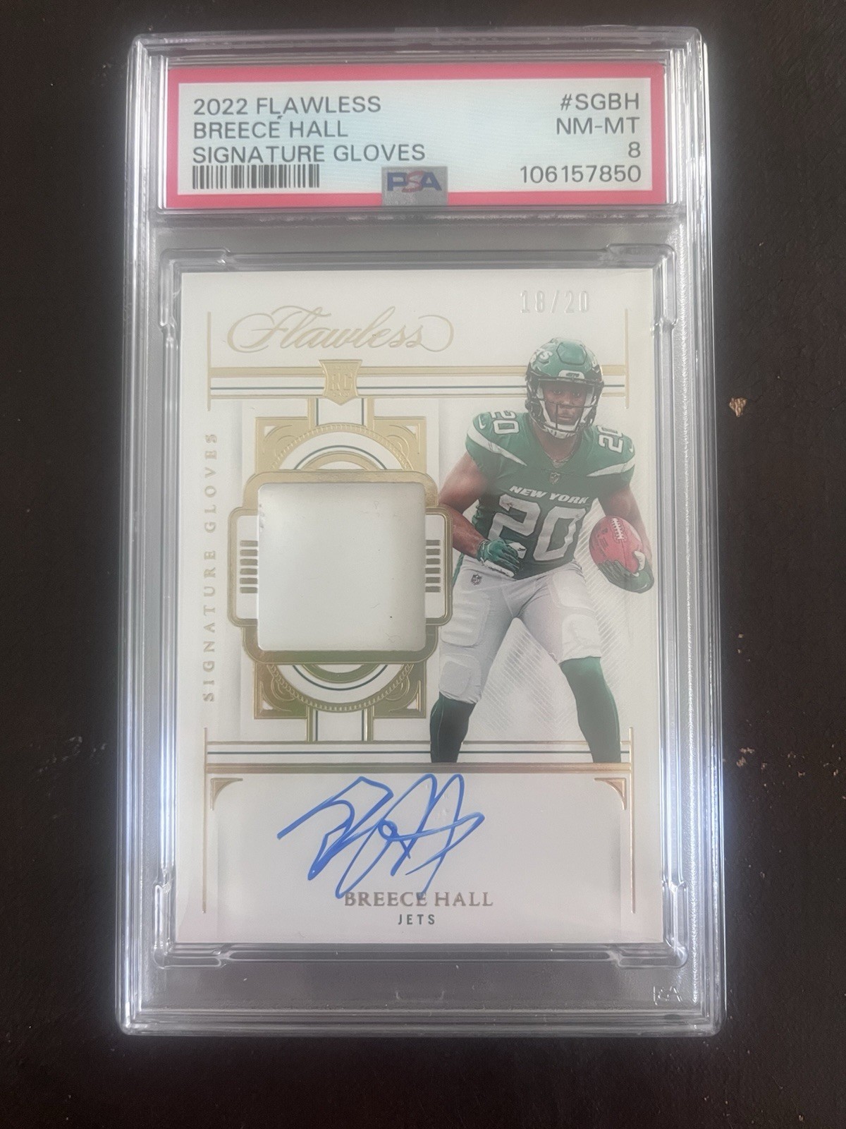 2022 Flawless Signature Gloves Breece Hall /20 Psa 8