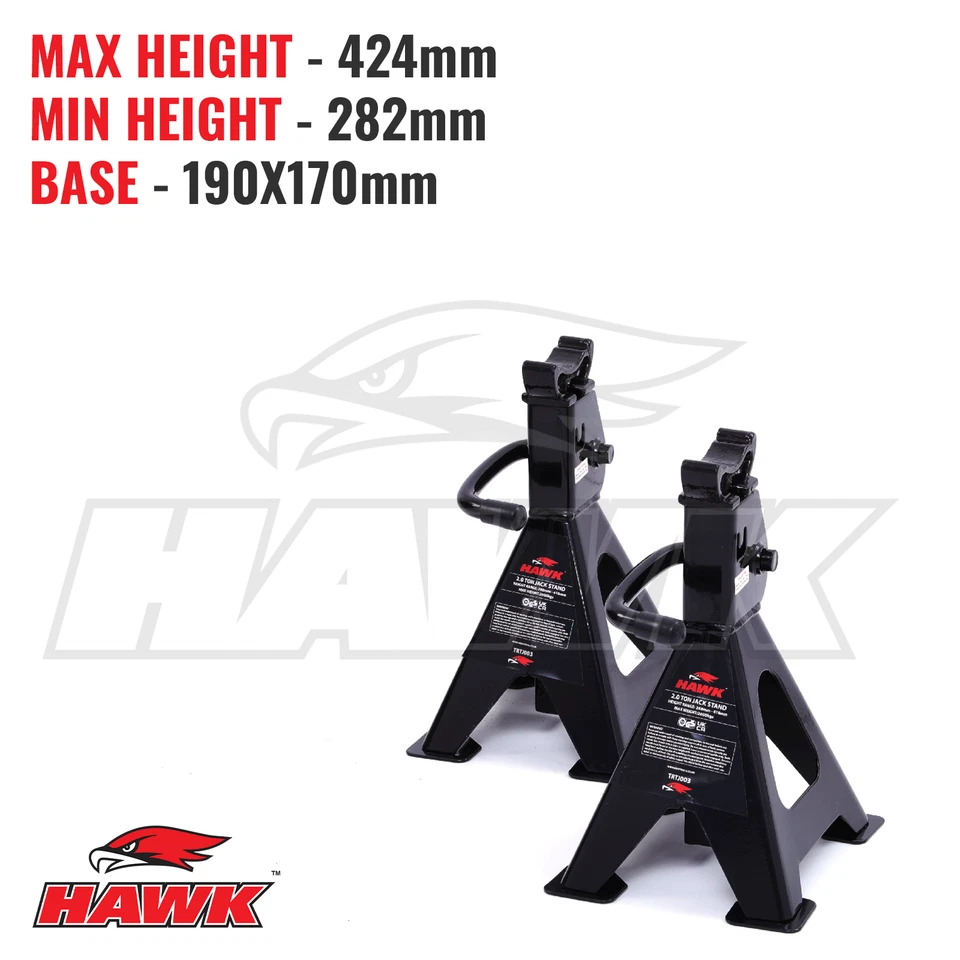 HAWK 3T 3 TONNE LOW PROFILE CAR TROLLEY JACK KIT WITH CREEPER & 4 AXLE STANDS - Image 4 of 4