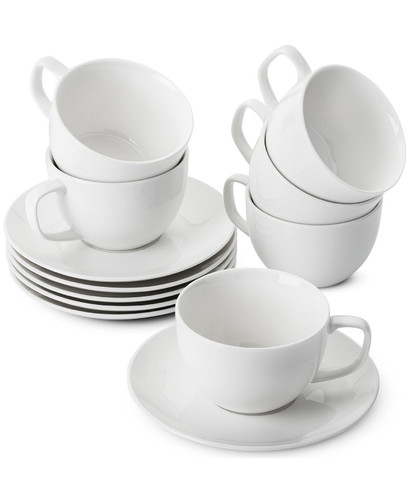 BTaT- Tea Cups, Tea Cups and Saucers Set of 6, 7oz, Porcelain Tea Set, Cappuc...