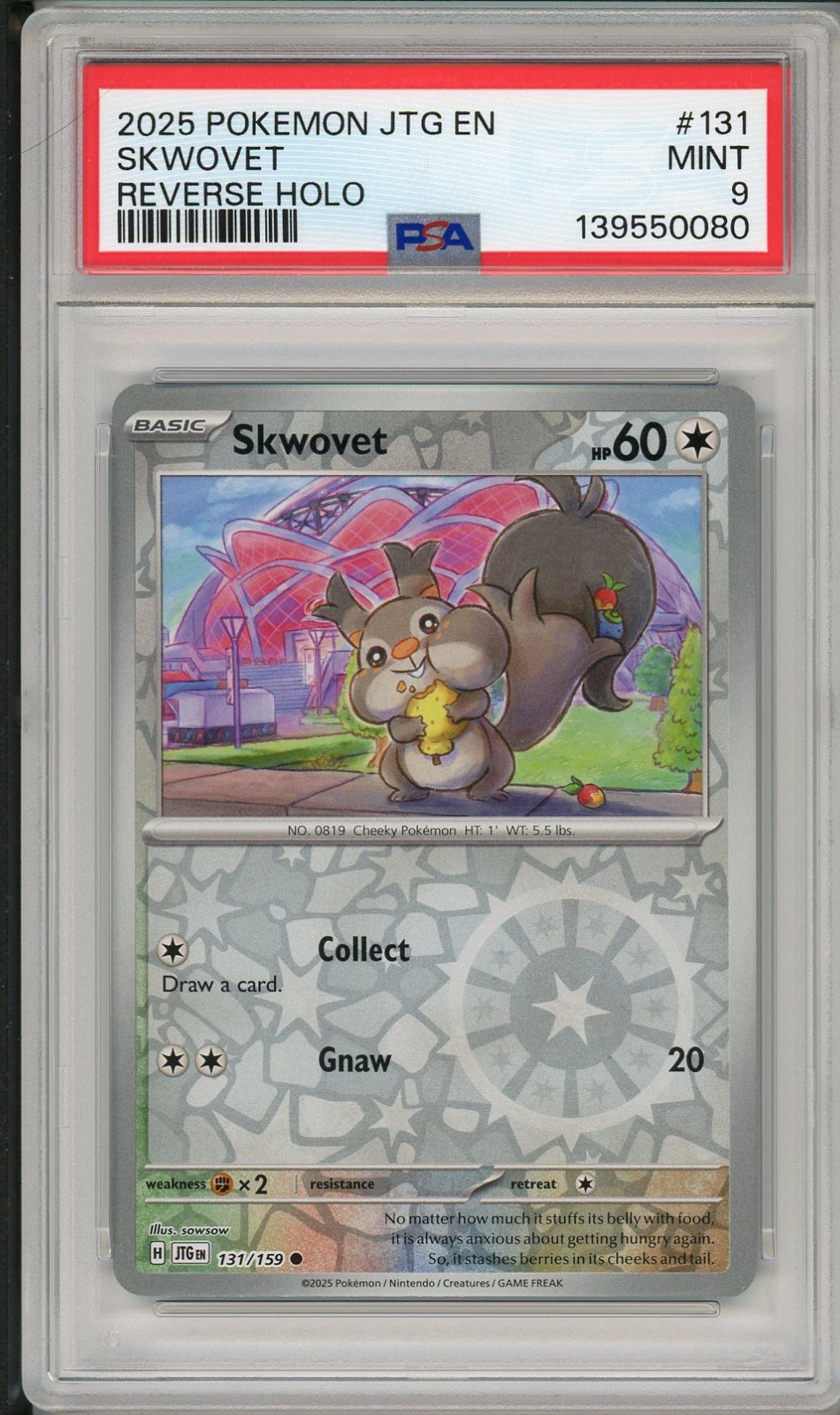 2025 Pokemon JTG EN Journey Together Skwovet Reverse Holo #131 PSA 9